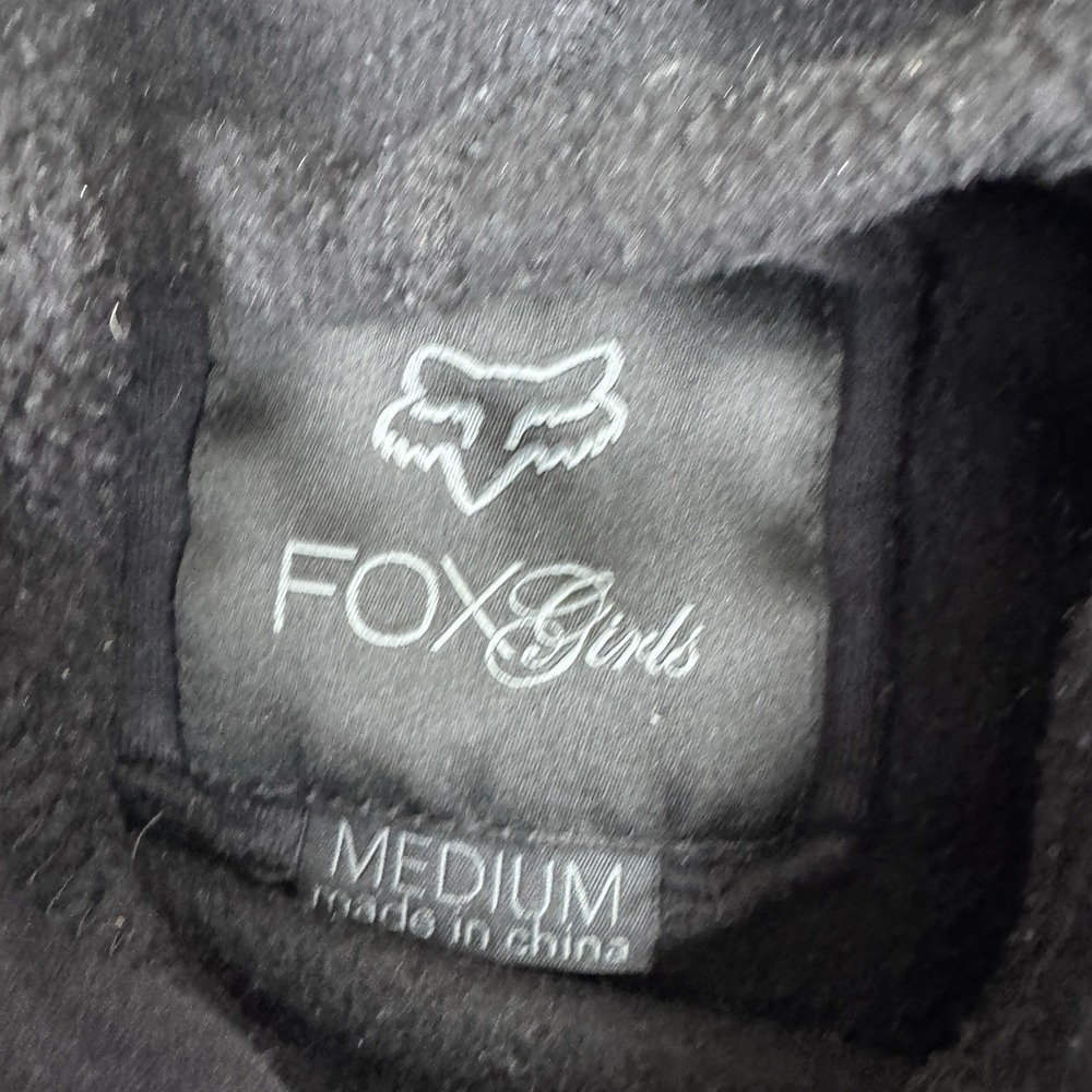Fox Riders Co. Hoodie Womens Medium Black Skate Grunge Moto Cross Sweatshirt Y2K - Picture 4 of 9